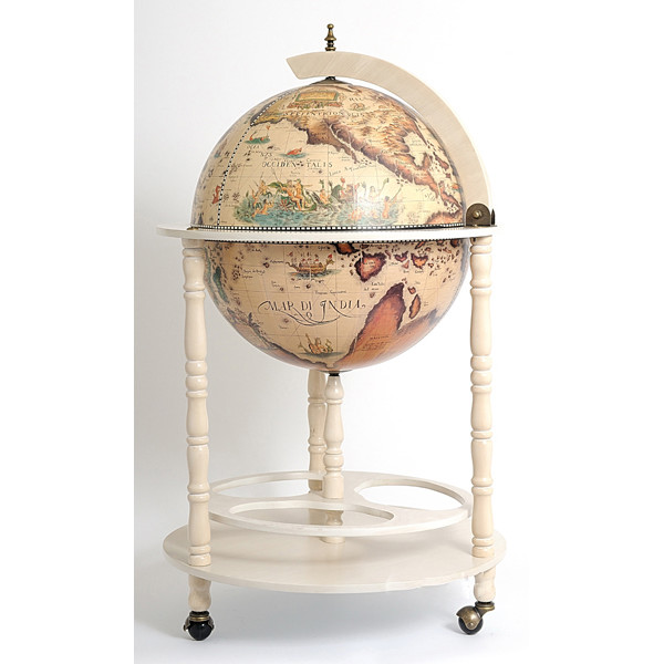 Globe+Drinks+Cabinet+Floor+Stand-White